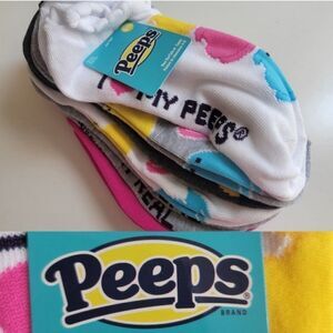 NEW PEEPS 6 PAIR PINK BLUE WHITE YELLOW MARSHMALLOW CANDY ANKLE SOCKS NWT